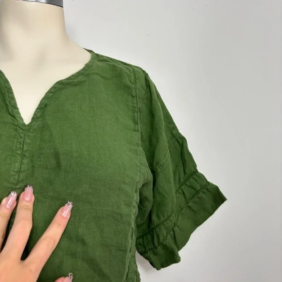 Zara green linen top - Picture 2 of 7